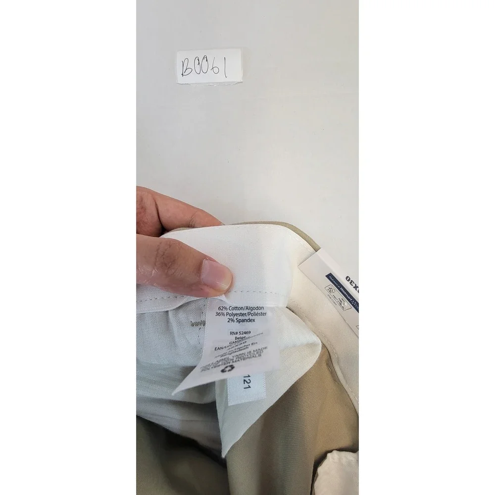 George Men's Regular Fit Casual Dress Pants Flat‎ Front Khaki Beige